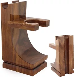 Men's Wooden Shaver Brush and Shaver Planer Shaver Stand Gift - Picture 1 of 9