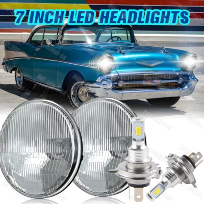 Faros LED redondos de 2x7"" para Chevrolet Bel Air 1953-1957/150/210 Impala Ford Foto 1 de 4