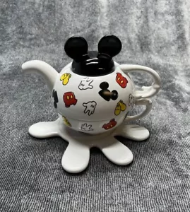 Disneyland Mickey Mouse Tea For One Stacking Teapot Cup Glove Saucer Set Ceramic - Picture 1 of 11
