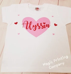 PERSONALISIERTES Mädchen Valentinstag T-Shirt Top Outfit Mädchen Fotoshooting Geburtstag - Bild 1 von 3
