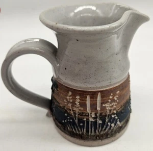 John Bloomquist Art Pottery Small Pitcher Creamer Engraved Water Scene - Picture 1 of 9