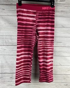 Nike Pro Capri Leggings Medium Pink Abstrakt Gestreift Sport Training Training - Bild 1 von 12