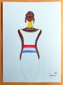 09337 Acquerello - Atmosfere del Corno d'Africa - Donna giraffa - Picture 1 of 3