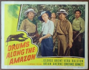 Vera Ralston with men in the jungle Angel on the Amazon original Lobby Card 5369