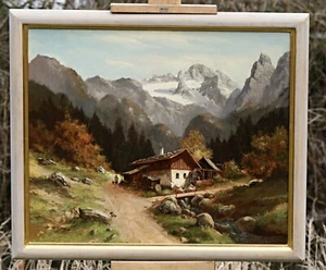 Jürgen Winter (1931-2010) - Cabaña alpina en los Alpes - Cuadro al óleo firmado, con marco - Imagen 1 de 9