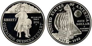 USA 1 dolar plata 1992 P proof COLON - silver Dollar COLUMBUS QUINCENTENARY - Imagen 1 de 1