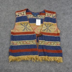 Ralph Lauren Sweater Vest Womens Extra Small Beacon Southwest Linen Cotton F