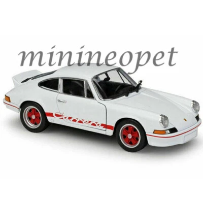 WELLY 1973 PORSCHE 911 CARRERA RS 2.7 1/24 DIECAST MODEL CAR WHITE 24086 - Image 1 of 2