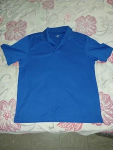 Large Blue Beverly Polo Club Golf Style Short Sleeve Mens Dress Shirt - Picture 1 of 6