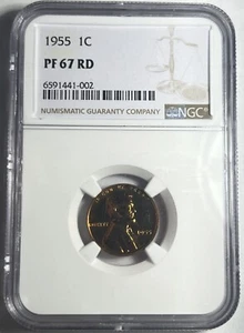 1955 PROOF LINCOLN WHEAT CENT GRADED NGC PR67RD RED - Picture 1 of 4