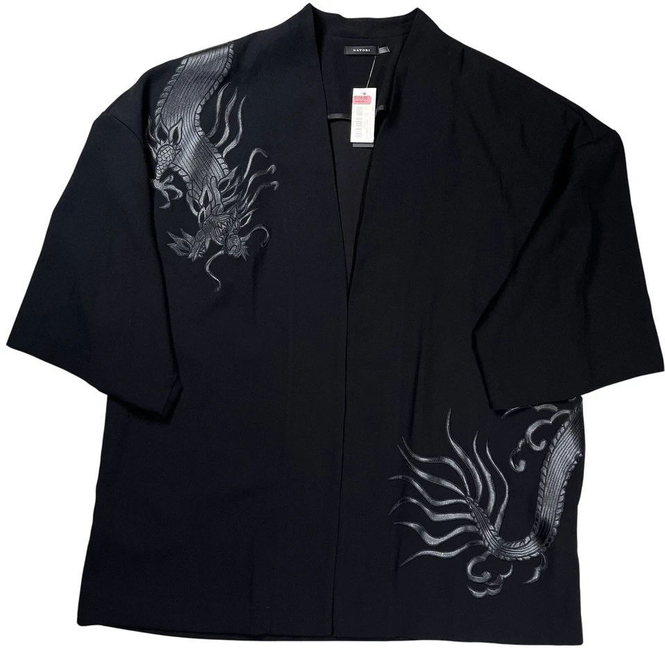 Nueva Chaqueta Blazer Natori Para Mujer Negra con Apliques de Dragón Abierta Manga Corta Talla XL Foto 1 de 4