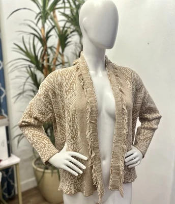 Cárdigan Suéter Lucky Brand Frente Abierto Suroeste Talla S Western Chic Boho Informal Foto 1 de 4