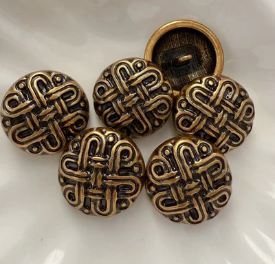 6PC Antiqued Bronze Knot Metal Buttons Shank Crafts Sewing Buttons 25mm 1" - Image 1 of 3