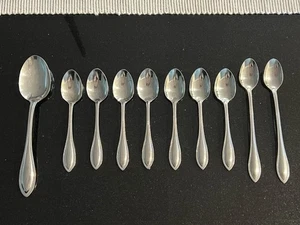10 Oneida Stainless Bead Spoons 7 Teaspoon 2 Iced Tea Spoon And 1 Large Serving - Picture 1 of 15