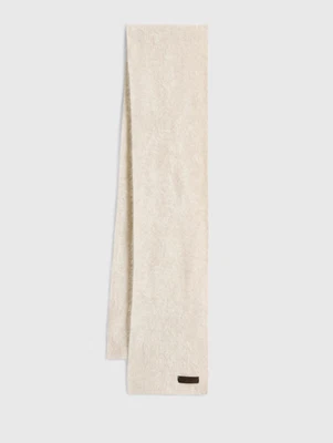 JOHN VARVATOS Scarf Mens Cream Long Rectangle 100% Cashmere LEA 80x10 $298 - Image 1 of 4