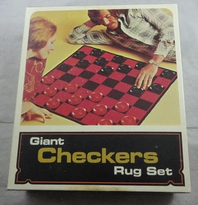 Vintage 1974 Giant Checkers Game Rug Set - Picture 1 of 2