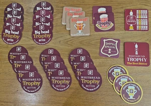 Vintage Whitbread Trophy English Beer Mat Collection (31 incl. sets of 12 + 8) - Picture 1 of 2