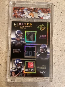 2014 Panini Limited Wilson, Sherman, Richardson Seahawks 1/1 Laundry Tags NM PW - Picture 1 of 11