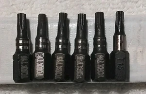 6pc BLACK OXIDE FINISH TORX BIT DRIVER T-15 1/4"×1" SET - Picture 1 of 3