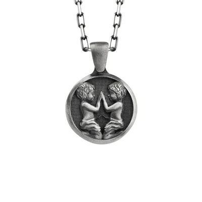 Collana Zodiaco Gemelli in Argento Sterling 925k Ossidato per Regalo Compleanno - Immagine 1 di 4