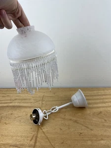 DE COLECCIÓN MÁRMOL COLGANTE CUENTAS DE VIDRIO PANTALLA DE LUZ ACCESORIO LÁMPARA ART DECO - Imagen 1 de 9