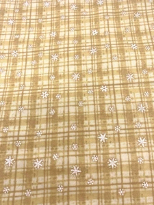 Debbie Mumm Fabric Christmas Winter Plaid Snowflake Tan Beige Primitive 2 Yds - Picture 1 of 6