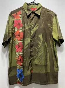 Vintage Mossimo Hawaiihemd Herren Medium Kurzarm Grün Palmen Blumen - Bild 1 von 5