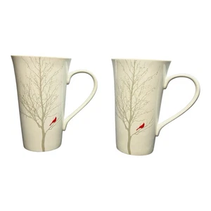 222 FÜNFTER eingestellter roter Cardinal großer Latte 20 Unzen Becher 2er-Set nicht mehr produziert - Bild 1 von 11