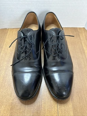 Sapato social Oxford Johnston & Murphy Optima masculino de couro preto biqueira tamanho 10 - Imagem 1 de 4