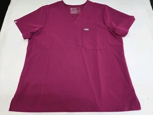 Figs Womens Catarina Medical Scrub Top Short Sleeve Size XL Magenta #7563 - Picture 1 of 7