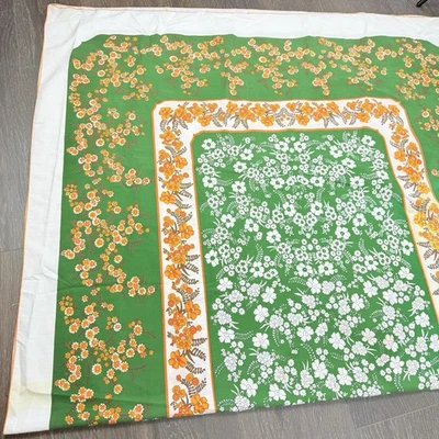 Green Orange White Floral Rectangular Tablecloth - Image 1 of 4