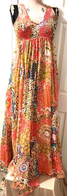 Maxi Vestido Floral Vintage Años 70 HOUSE OF NINE California Oro Rosa S Denise L Vestido Foto 1 de 4