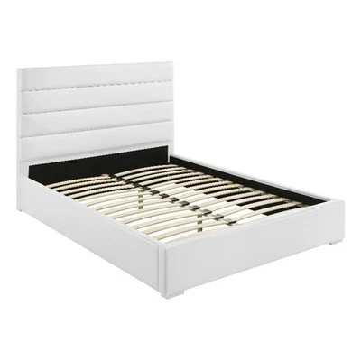 Cama king oriental tapizada de cuero sintético Coaster Felicity 53 pulgadas en blanco Foto 1 de 4