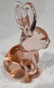 Vintage Silvestri rosa Kunst Glas Hase Kaninchen Ostern Figur Briefbeschwerer 5" - Bild 1 von 5