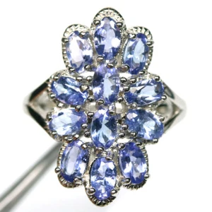 Sin Calentar Azul Tanzanita Anillo 925 Plata Ley Blanca Oro Chapado Talla 6.75 - Imagen 1 de 4