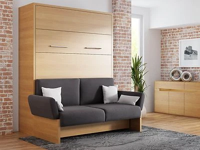 Schrankbett / Wandbett / Klappbett-  mit Sofa WBS 1 Soft - 140 x 200 cm Kirsche - Bild 1 von 4