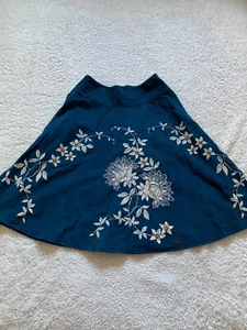 Falda acampanada de pana con cuentas florales para mujer verde oscuro talla 4 - Imagen 1 de 11