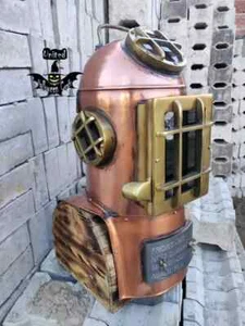 Deep Sea Diving Helmet Vintage Copper Antique Diving Helmet With Base - Picture 1 of 6