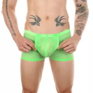 Men Trunks Boxer Shorts Mesh Open Crotch Underwear Breathable Underpants Briefs - Picture 1 of 36