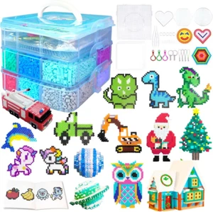 11000 Fuse Beads Kit - 20 Colors 5Mm Bead Craft Set with Storage Box, Pegboard, - Picture 1 of 8