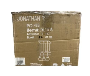 JONATHAN Y Sydney 18.88 in. 6-Light Nickel Farmhouse Iron/Glass Cluster Pendant - Picture 1 of 2