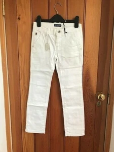 cotton belt usa white denim jeans slim xs bnwt girls cinch back no belt - Picture 1 of 2