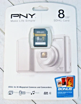 PNY PREMIUM 8GB SDHC Card Class 4 Flash Memory Card - SEALED PACKAGE - Image 1 of 2