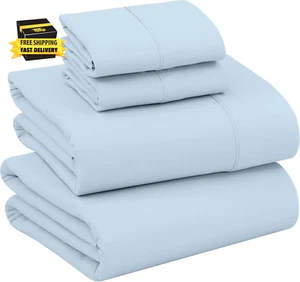 100% Cotton Full Size Bed Sheets, 4 Pieces, Soft & Breathable Percale Weave Bedd - Picture 1 of 9