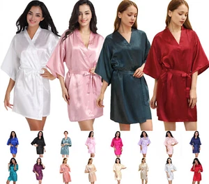 Bata de satén de seda boda novia dama de honor kimono vestido ropa de dormir albornoz - Imagen 1 de 36