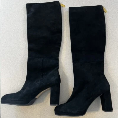 Botas Altas Stuart Weitzman Gamuza Negras NUEVAS Talla 11.5 Foto 1 de 4