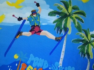 PARTY SHIRT INTL stretch tech hawaiian shirt SOLITUDE SKI resort pond skim men S - Picture 1 of 12