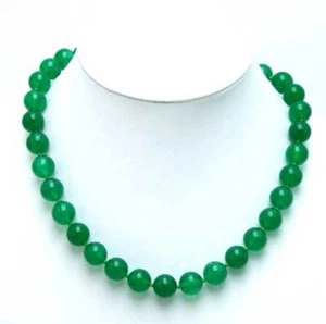 12mm Round Green Natural Jade 17 "Gargantillas Collar para Mujer Joyería Fina 5327 - Imagen 1 de 5