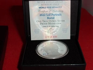 1 oz Silber PP Self Portrait Bored Proof .999 FS COA # 178 oder #179 von 450  - Bild 1 von 3