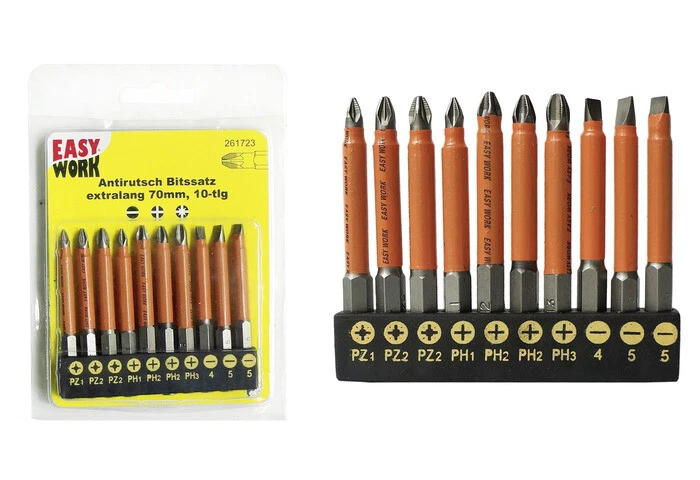 Easy Work Bitssatz 10-tlg. Antirutsch Bitset Flachschlitz Bitsortiment Bit    - Bild 1 von 1